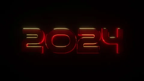 2024 dramatic light reveal, red to gold glowing lights, New Year's concept Stock Footage 253817072