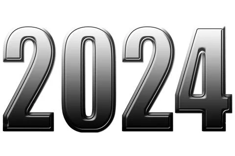 2024 font with metallic transparency Stock-Fotos