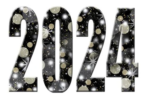 2024 font with transparency of snowflakes Stock-Illustration