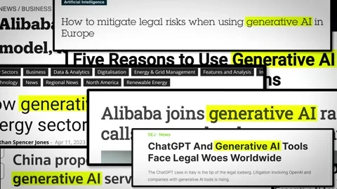 2024: Generative AI, Headlines Collage Pop-up Stock Footage 262549458