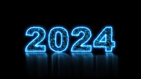 2024 glowing neon technology text Stock Illustration