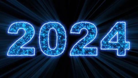 2024 glowing neon technology text Stock Illustration