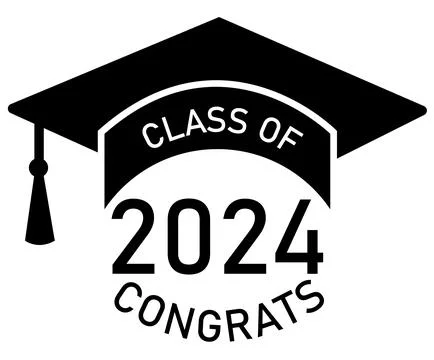 2024 graduate class icon. Class of 2024 sign. Congrats Graduation lettering.. Stock Illustration