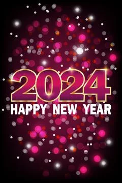 2024 Happy New Year background with bokeh lights Ilustración de archivo