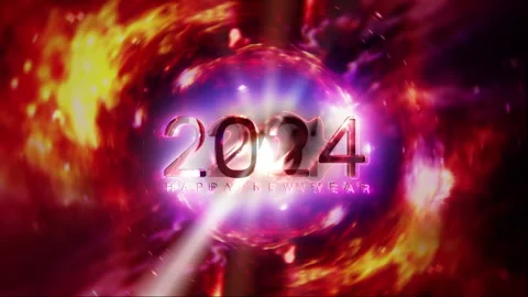 2024 Happy new year with hyper space tunnel background Stock-Footage 257438460