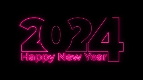 2024 Happy New Year Message in Neon Sign Style Stock Footage 257363261