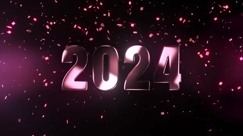 2024 Happy New Year text effect of rose gold numbers with metal reflections. Stock Footage 257126030