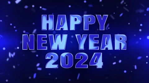2024 Happy New Year text animation. Luxury blue letters Stock Footage 257132543