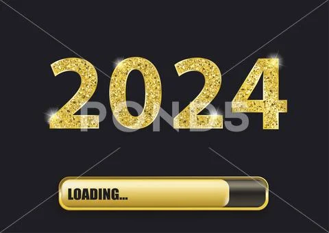 2024 Loading Progress Bar Golden Golden text 2024 and loading progress ...