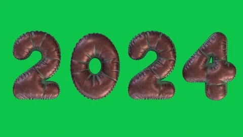 2024 New Year inflating balloon with green background with copper numbers Stock Footage 256024952