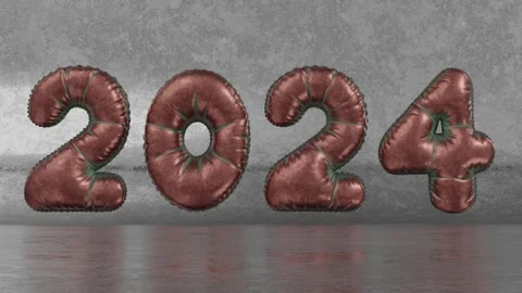 2024 New Year inflating balloon numbers Stock-Footage 257190719