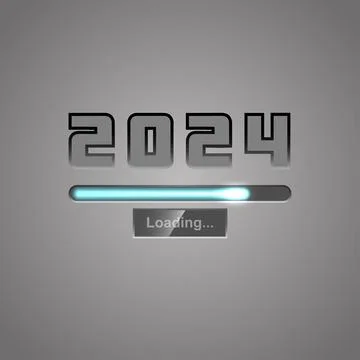 2024 New Year loading bar on gray background. Template for New Year greetin.. Stock Illustration