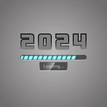 2024 New Year loading bar on gray background. Template for New Year greeting  Stock Illustration