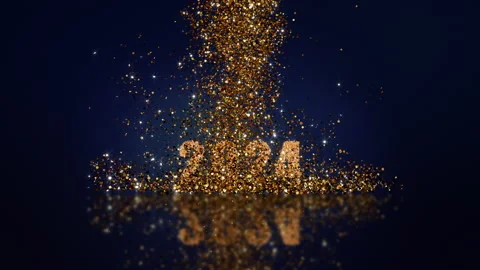 2024 new year numbers in gold particles. Stock Footage