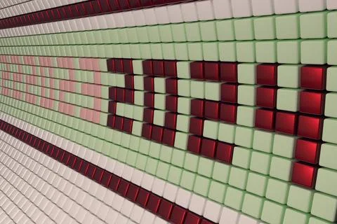 2024 numbers on a wall made of cubes. 2024 Subway wall with inscription. Cove Stock Illustration