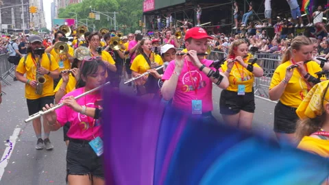 2024 NYC Pride March is opened on Fifth Avenue in New York City. Stock Footage 278706890