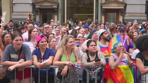 2024 NYC Pride March is opened on Fifth Avenue in New York City. Stock Footage 278778596