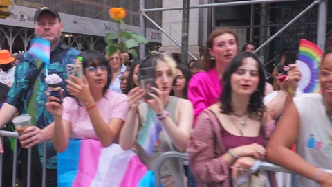 2024 NYC Pride March is opened on Fifth Avenue in New York City. Stock Footage 278831101