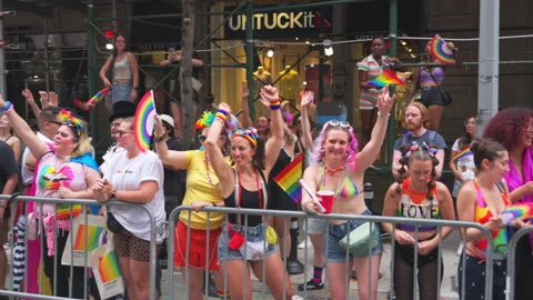 2024 NYC Pride March is opened on Fifth Avenue in New York City. Stock Footage 278835235