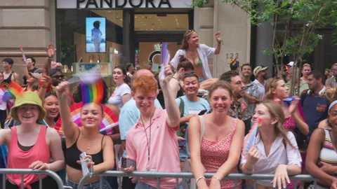 2024 NYC Pride March is opened on Fifth Avenue in New York City. Stock Footage 278835246