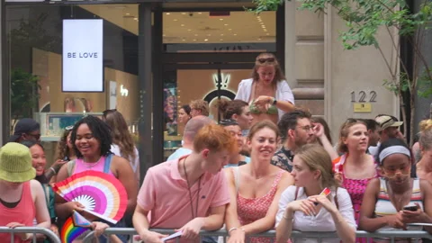 2024 NYC Pride March is opened on Fifth Avenue in New York City. Stock Footage 278835533