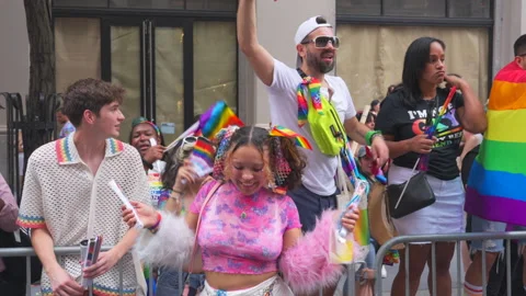2024 NYC Pride March is opened on Fifth Avenue in New York City. Stock-Footage 278838694