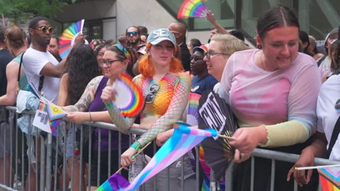 2024 NYC Pride March is opened on Fifth Avenue in New York City. Video stock 278842239