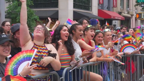 2024 NYC Pride March is opened on Fifth Avenue in New York City. Stock Footage 278842724