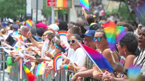 2024 NYC Pride March is opened on Fifth Avenue in New York City. Stock-Footage 279297327