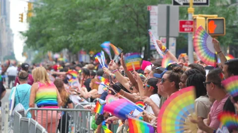 2024 NYC Pride March is opened on Fifth Avenue in New York City. Stock Footage 279298284