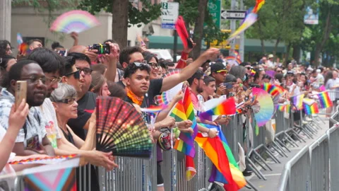 2024 NYC Pride March is opened on Fifth Avenue in New York City. Stock-Footage 279302212