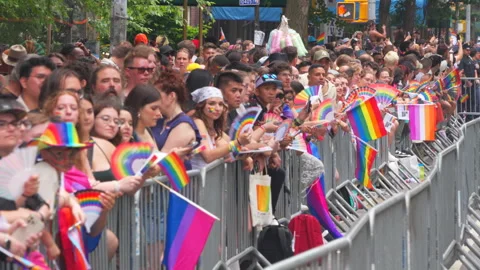 2024 NYC Pride March is opened on Fifth Avenue in New York City. Stock Footage 279311797