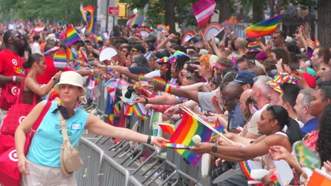 2024 NYC Pride March is opened on Fifth Avenue in New York City. Stock Footage 279314134