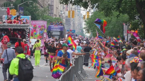 2024 NYC Pride March is opened on Fifth Avenue in New York City. Stock Footage 279318141