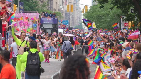 2024 NYC Pride March is opened on Fifth Avenue in New York City. 動画素材 279320465