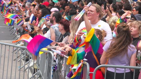 2024 NYC Pride March is opened on Fifth Avenue in New York City. Stock Footage 279329209