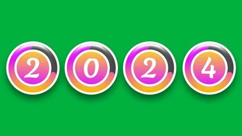 2024 in progress indicator, 2024 loading icon on green screen Stock Illustration