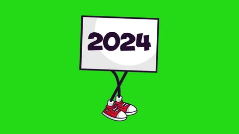 2024 sign walking animation. Stock Footage 255374383
