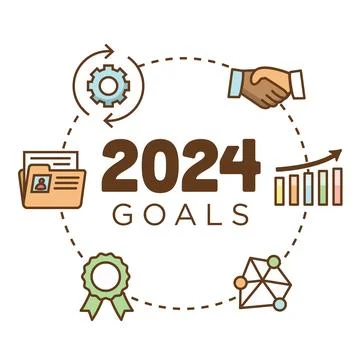 2024 SMART Goals Vector graphic withvarious Smart goal keywords Stock Illustration