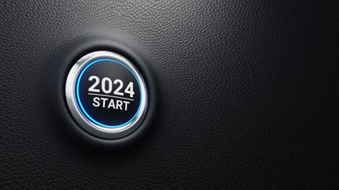 2024 start push button. Start new year, strategy opportunity. 3d loop animation Video stock 263643641