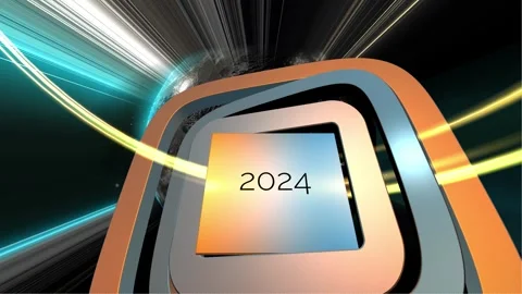 2024 in technological carcass on background of Earth Stock Footage 255301635