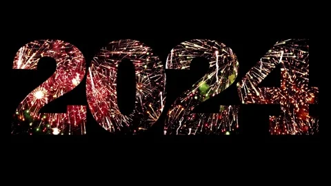 2024 text Fireworks with sound 4k loop ... | Stock Video | Pond5