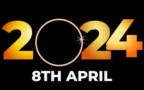 2024 Total Solar Eclipse in Texas 8th April. Stock Illustration