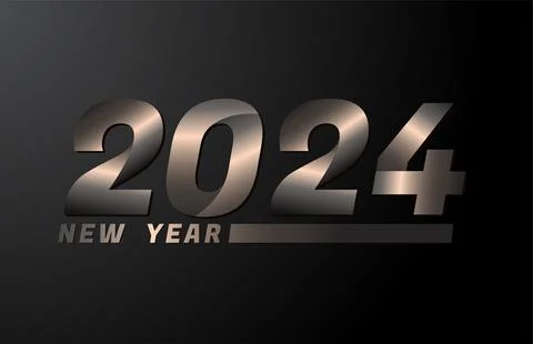 2024 Vector Isolated on Black background, 2024 new year design template Illustrazione stock