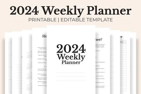 2024 Weekly Planner Kdp Interior Stock Illustration