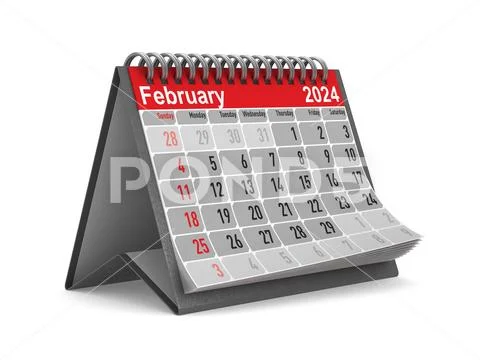 2024 year. Calendar for February. Isolated 3D illustration ~ Clip