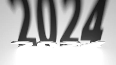 2024 year with dramatic lights and shadows 3d rendering Stock Illustration