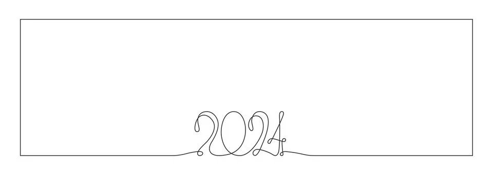 2024 year frame. Hand draw vector stock illustration isolated on white Stock Illustration