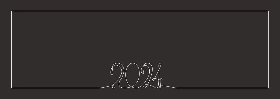 2024 year frame. Hand draw vector stock illustration isolated on black Stock Illustration