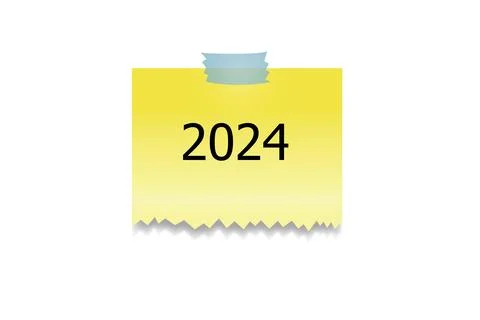 2024, yellow sticky note Stock Illustration